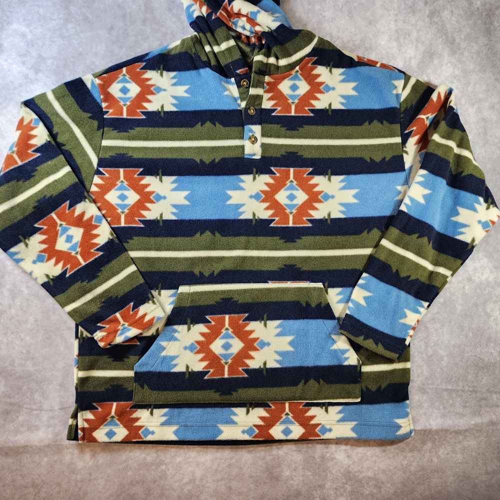 Como Man Mens M Southwestern Geometric Fleece Hoodie Pullover Gorpcore